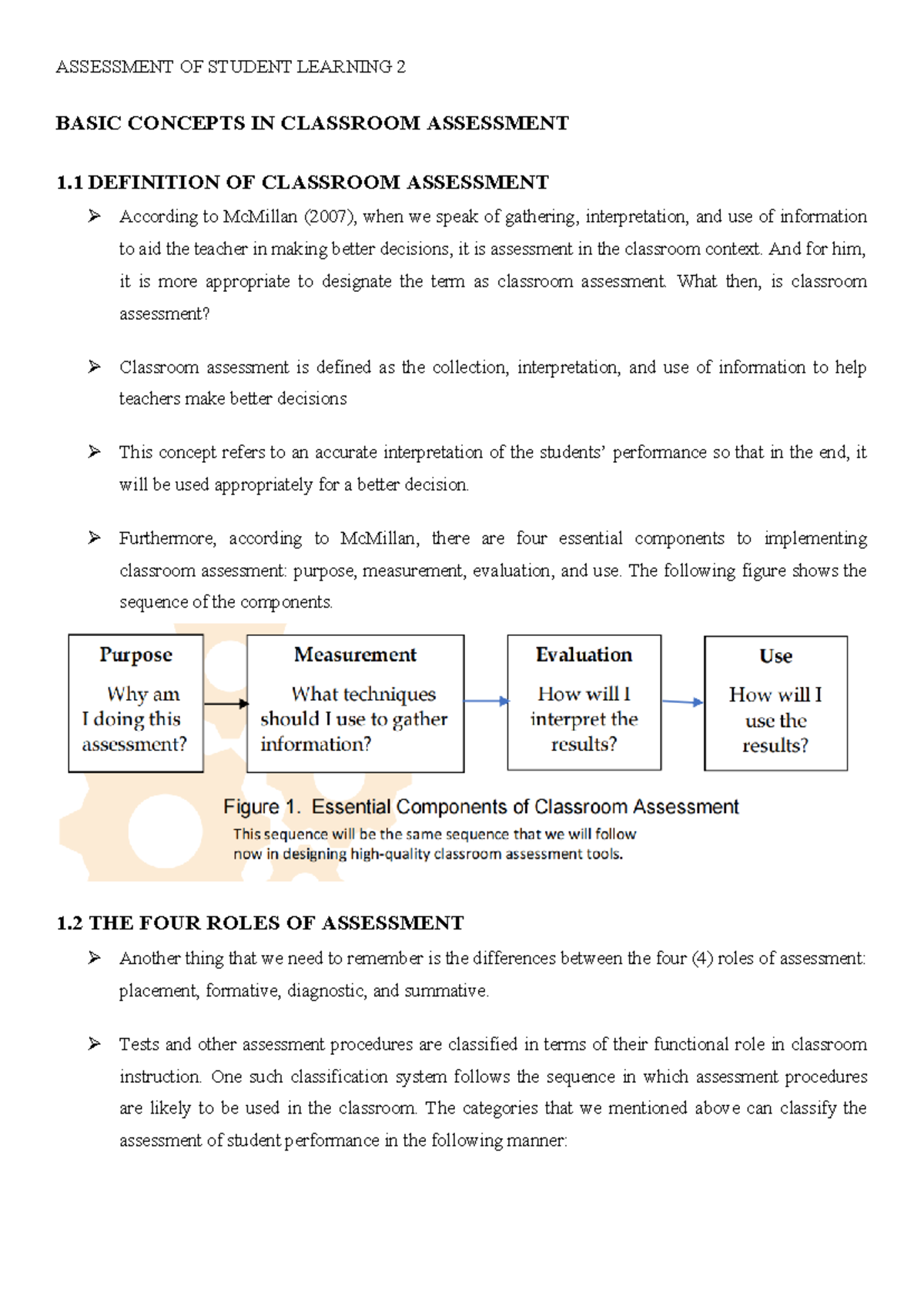 Reviewer IN Assessment OF Student Learning 2 - ASSESSMENT OF STUDENT ...