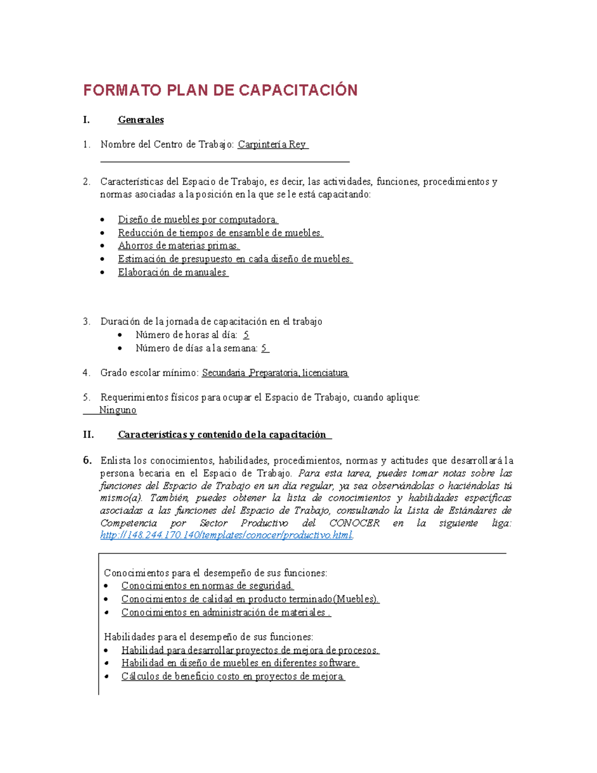 Plan de capacitacion ventas - FORMATO PLAN DE CAPACITACIÓN I. Generales ...