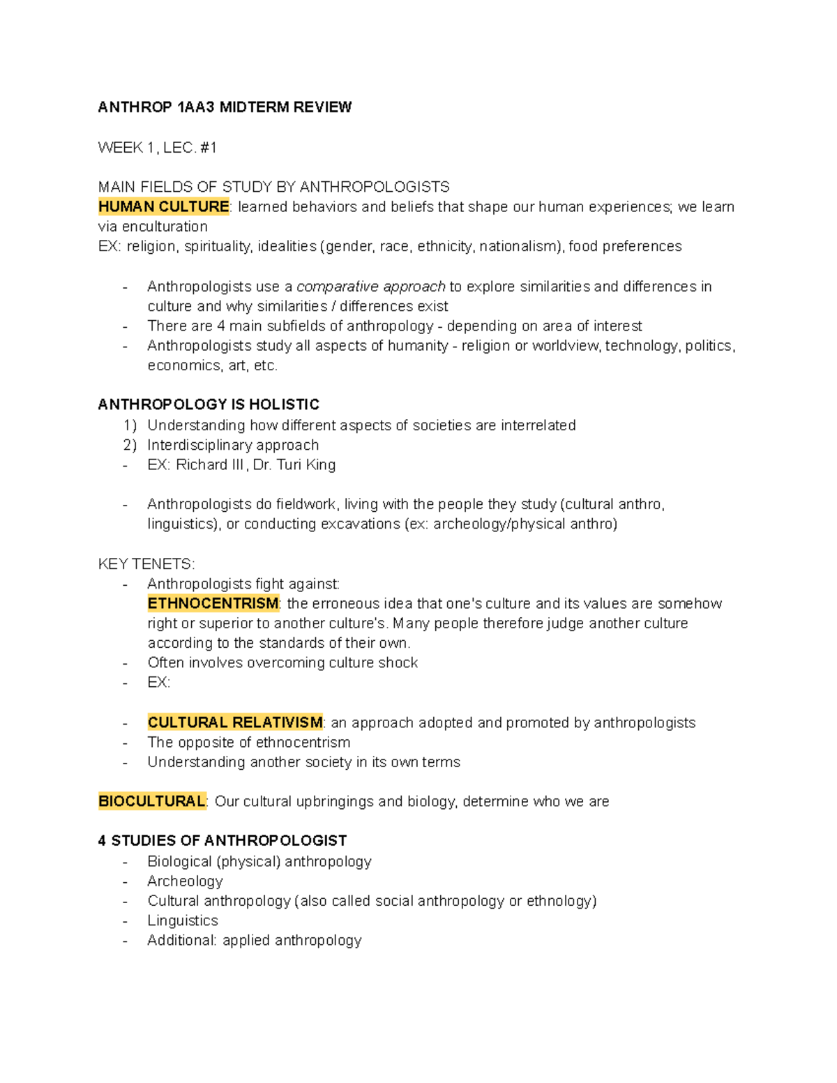 anthrop-1aa3-midterm-review-anthrop-1aa3-midterm-review-week-1-lec