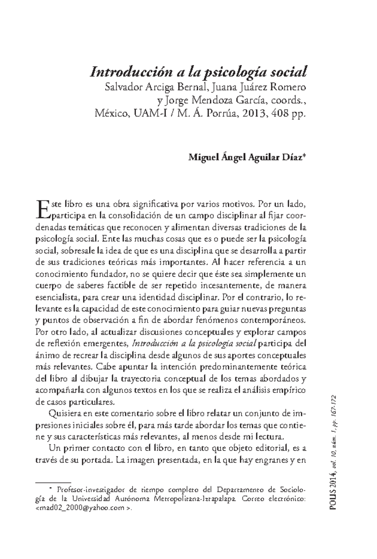 Resena Del Libro Introduccion A La Psico 167 Introducción A La Psicología Social Salvador 3838