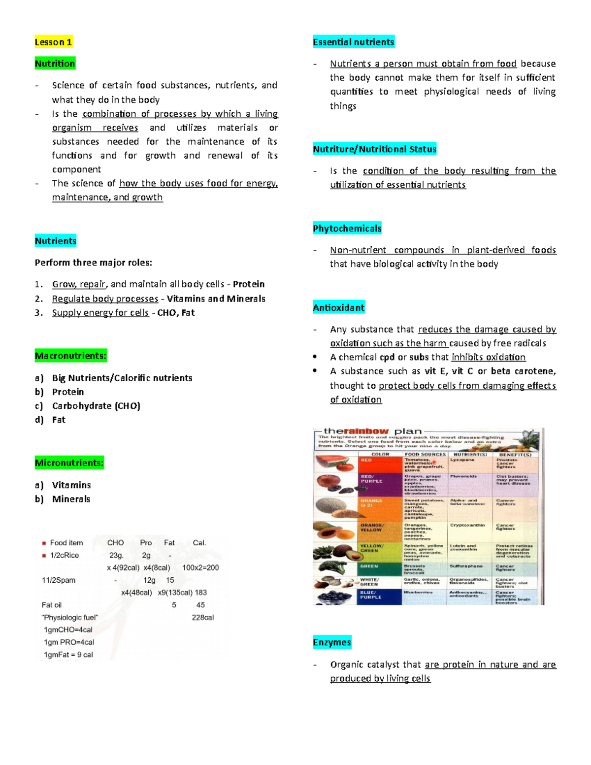 Midterm - Nutrition And Diet - Lesson 1 Nutrition Science Of Certain ...