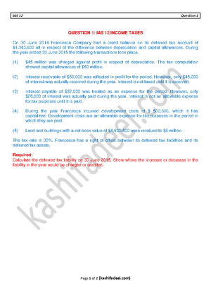 Ias19 Q5 And Solution These Are Question And Answer Tutorial Sheet