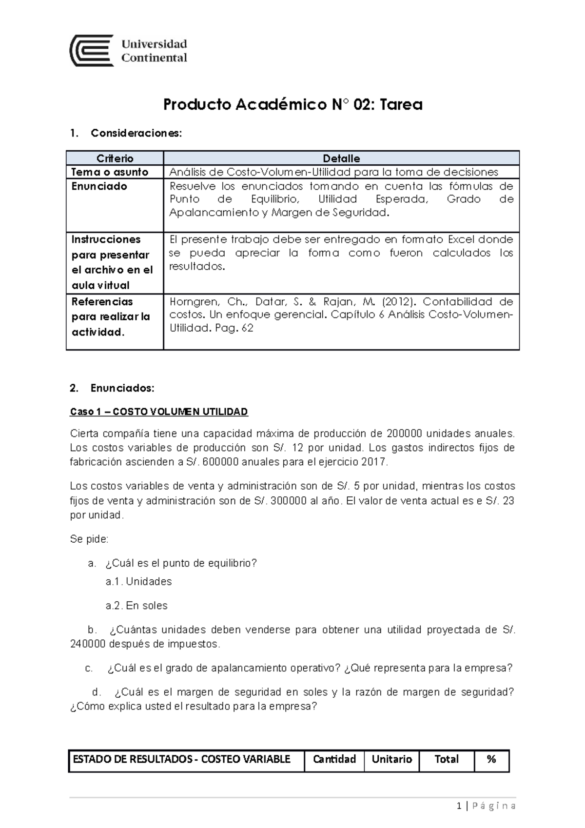 PA2 - PRACTICA DESARROLLDAD - Producto Académico N° 02: Tarea 1 ...