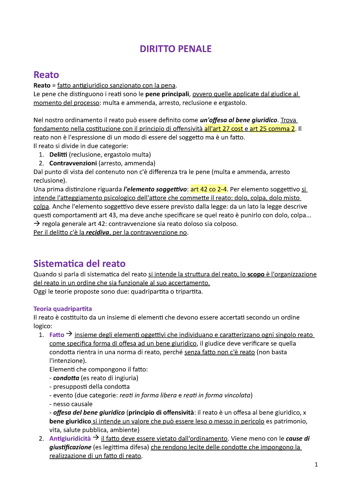 Appunti Tutte Le Lezioni Diritto Penale Prof Della Bella A A