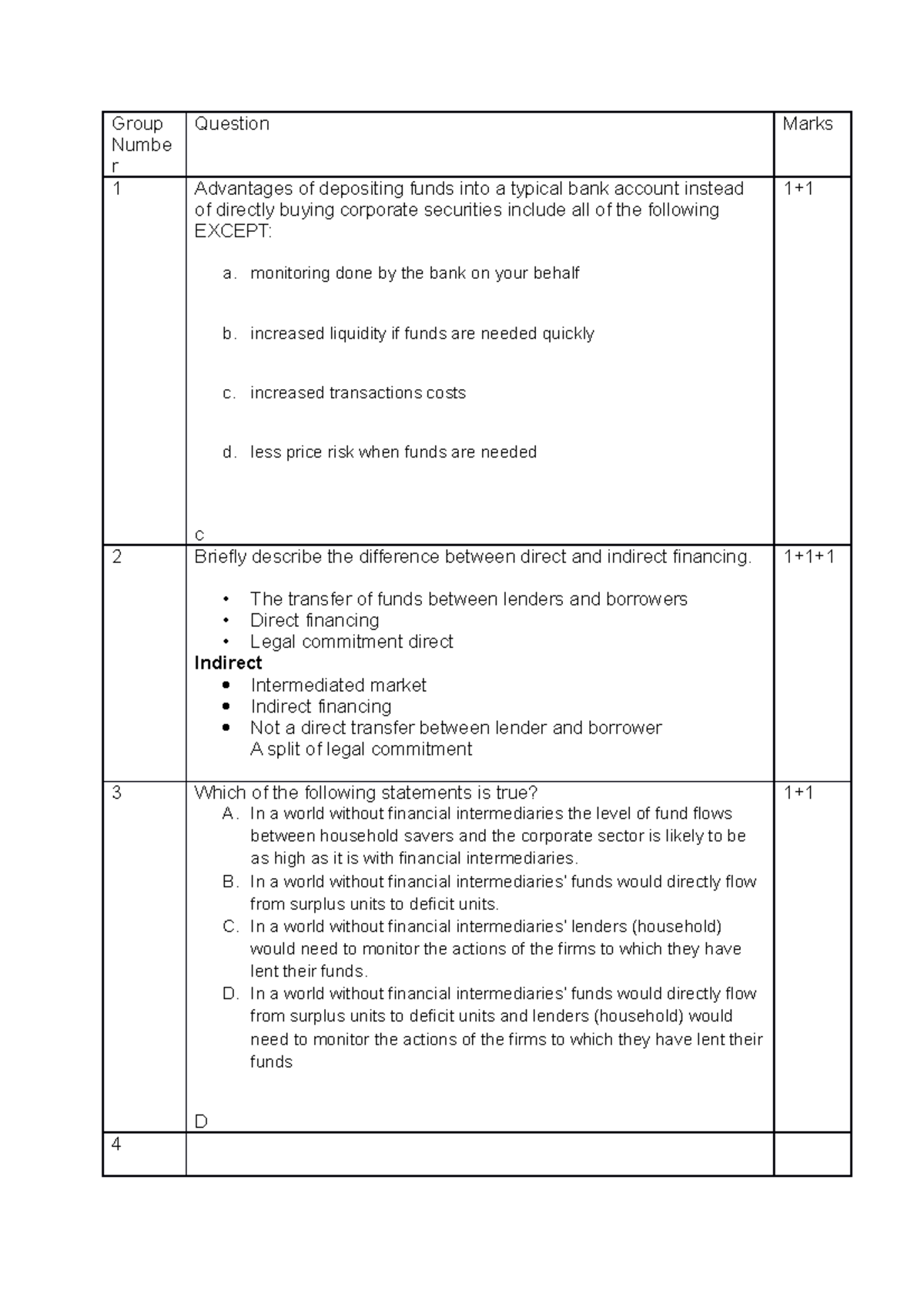 Recall last session - revision - Group Numbe r Question Marks 1 ...