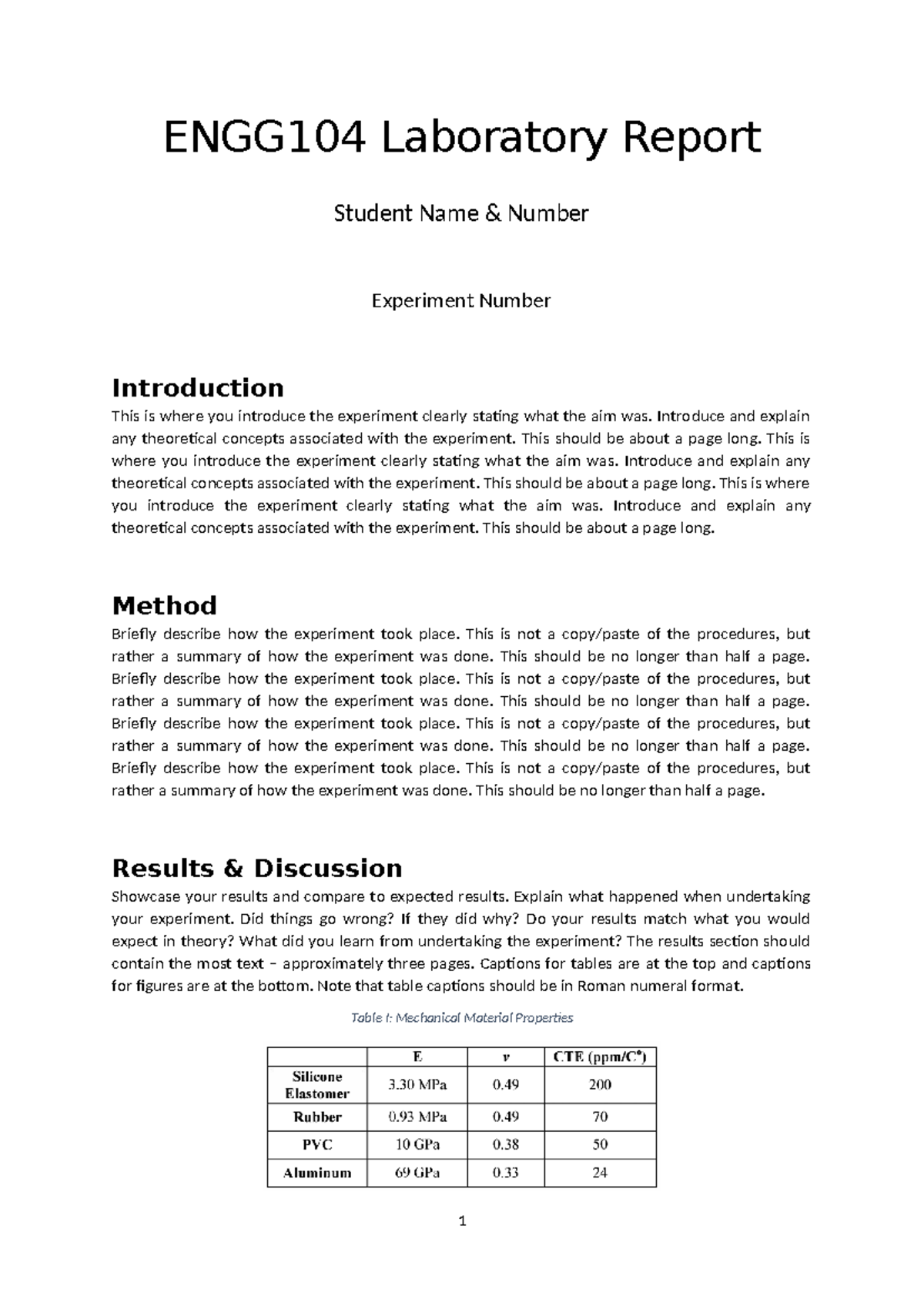 ENGG104 Laboratory Report Example Template Updated - ENGG104 Laboratory ...