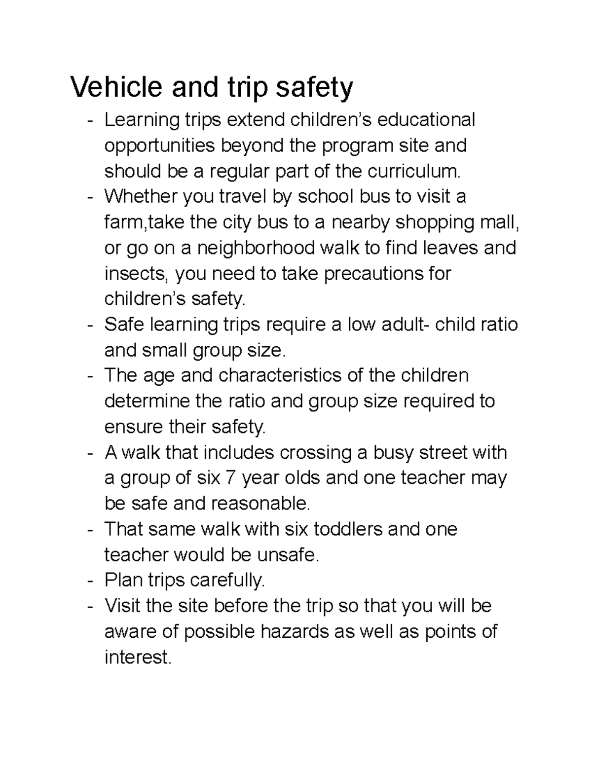 Vehicle and trip safety - Vehicle and trip safety Learning trips extend ...