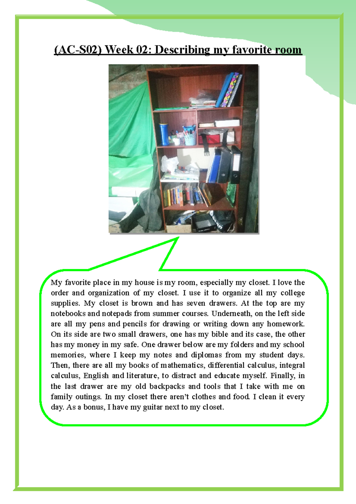 MY Favorite ROOM......................... (ACS02) Week 02