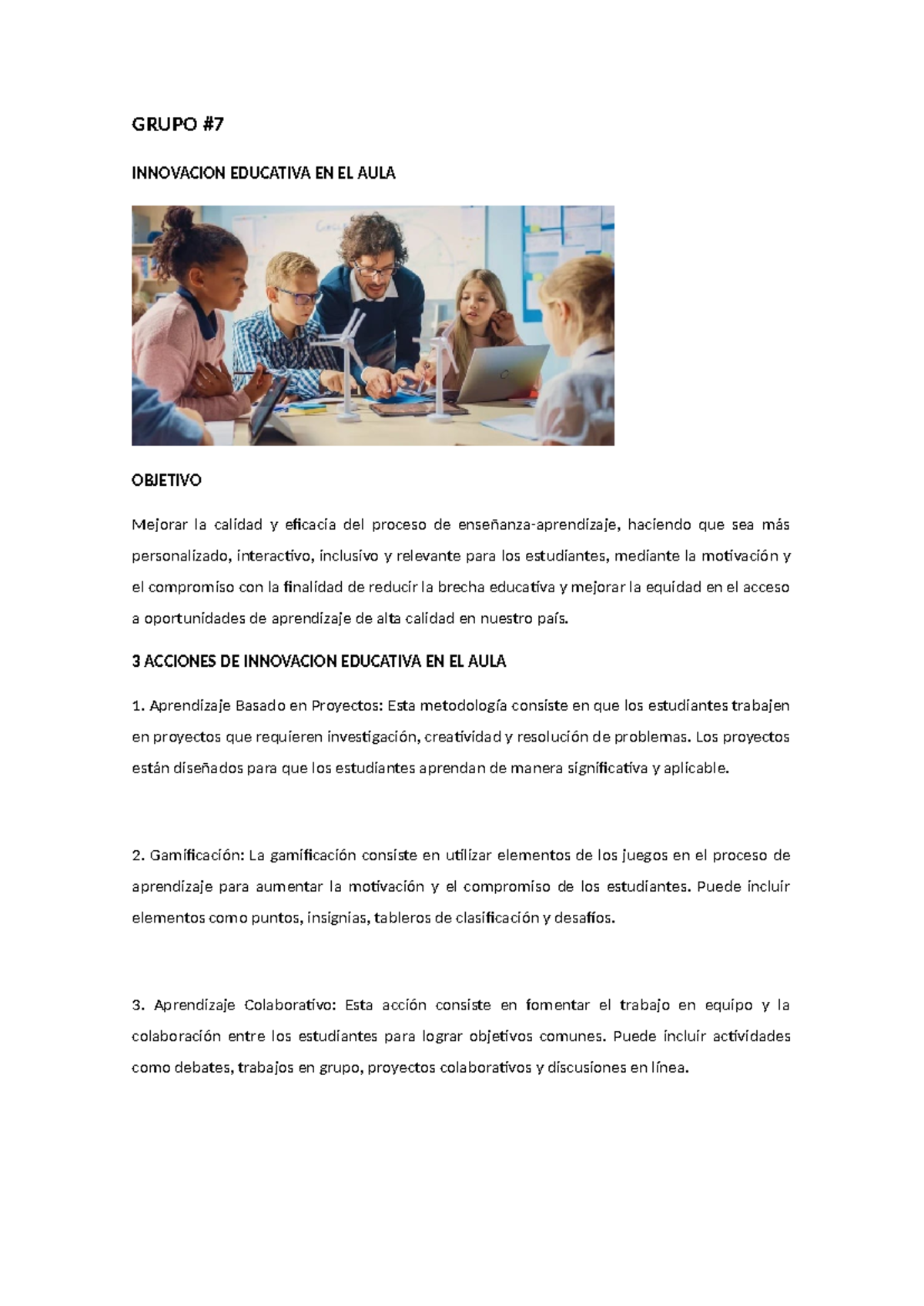 Innovacion Educativa EN EL AULA- Grupo 7 - GRUPO INNOVACION EDUCATIVA ...