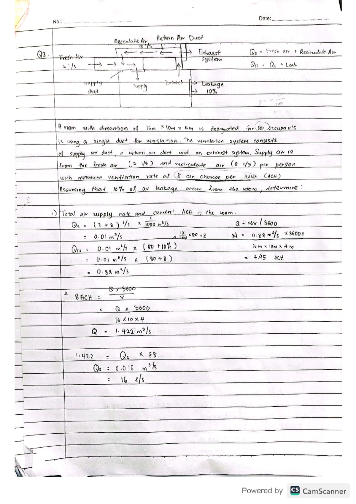 ACH Calculation Mechanical and electrical system / Building services