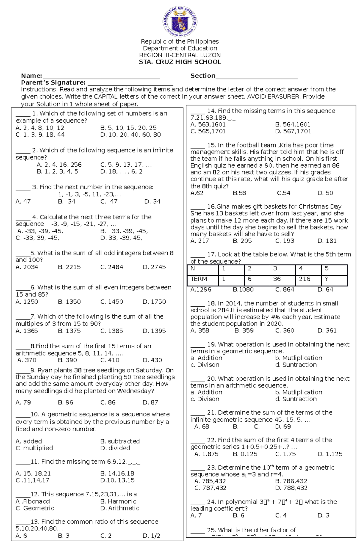 first-quarter-test-in-math-10-republic-of-the-philippines-department