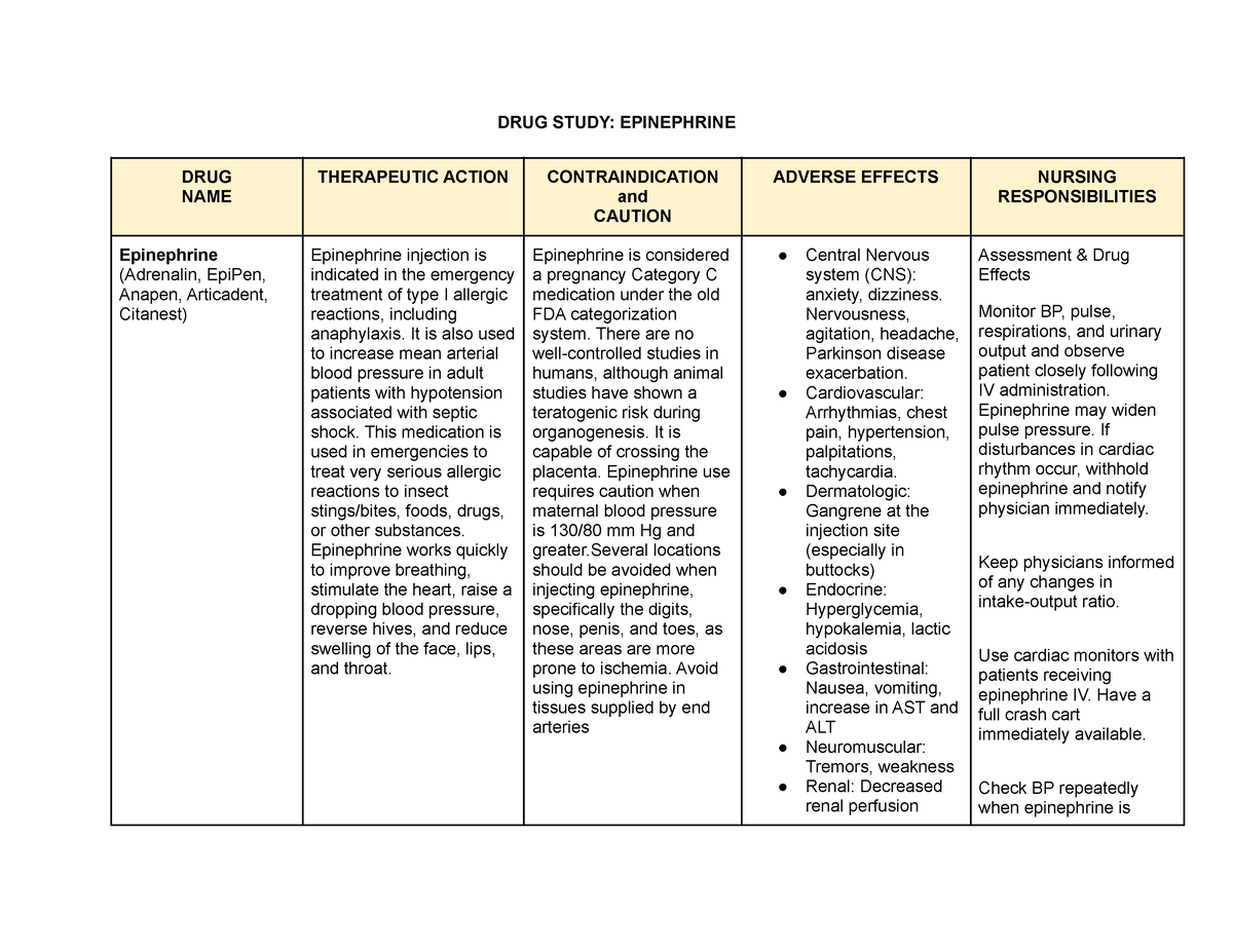 drug-study-of-epinephrine-drug-study-epinephrine-drug-name