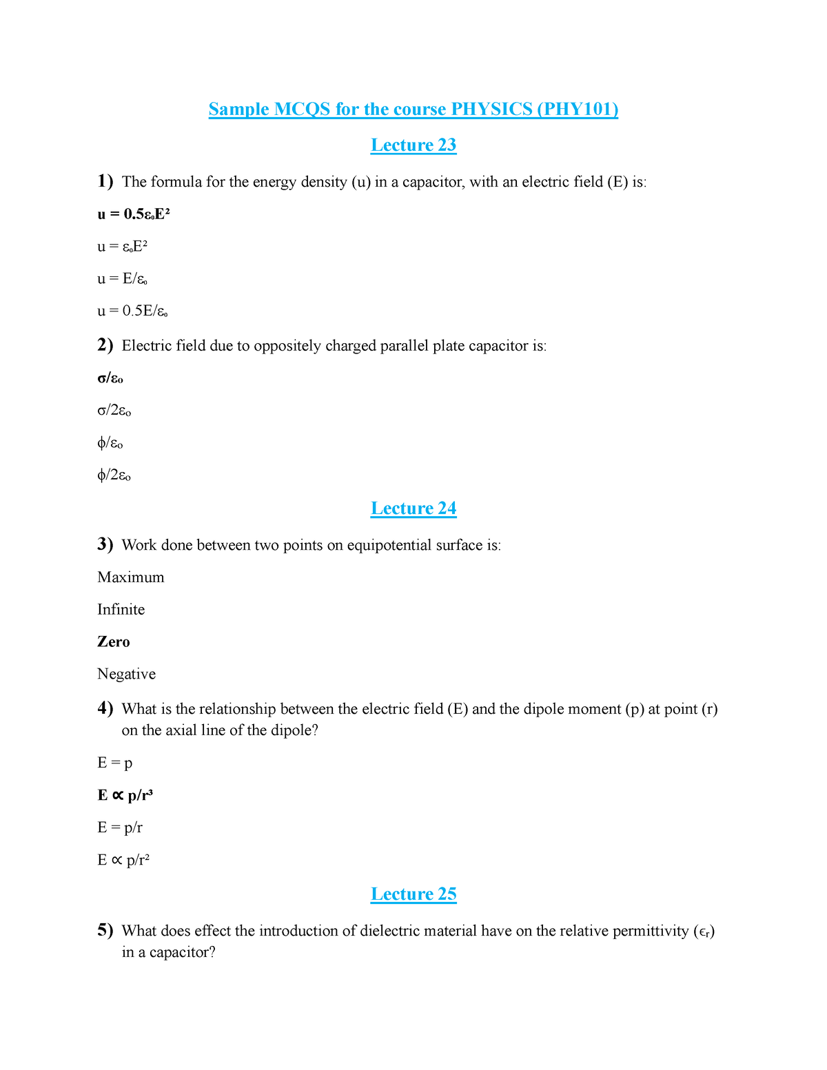 MCQS For Session - Mcqs Phy101 Final Term - Sample MCQS For The Course ...