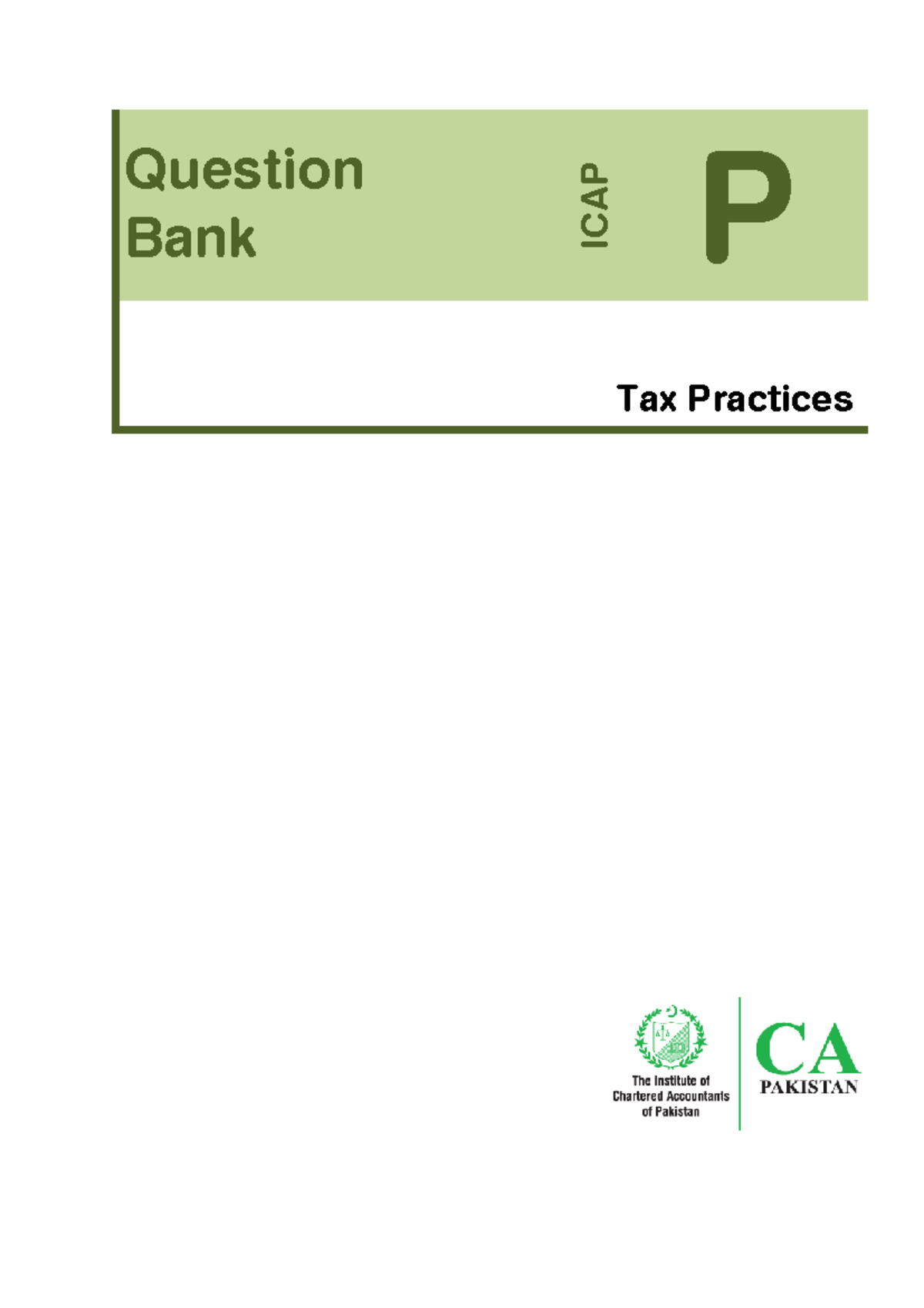 CAF-2-QB - Past Papers - Principals Of Taxation - ICAP - Studocu