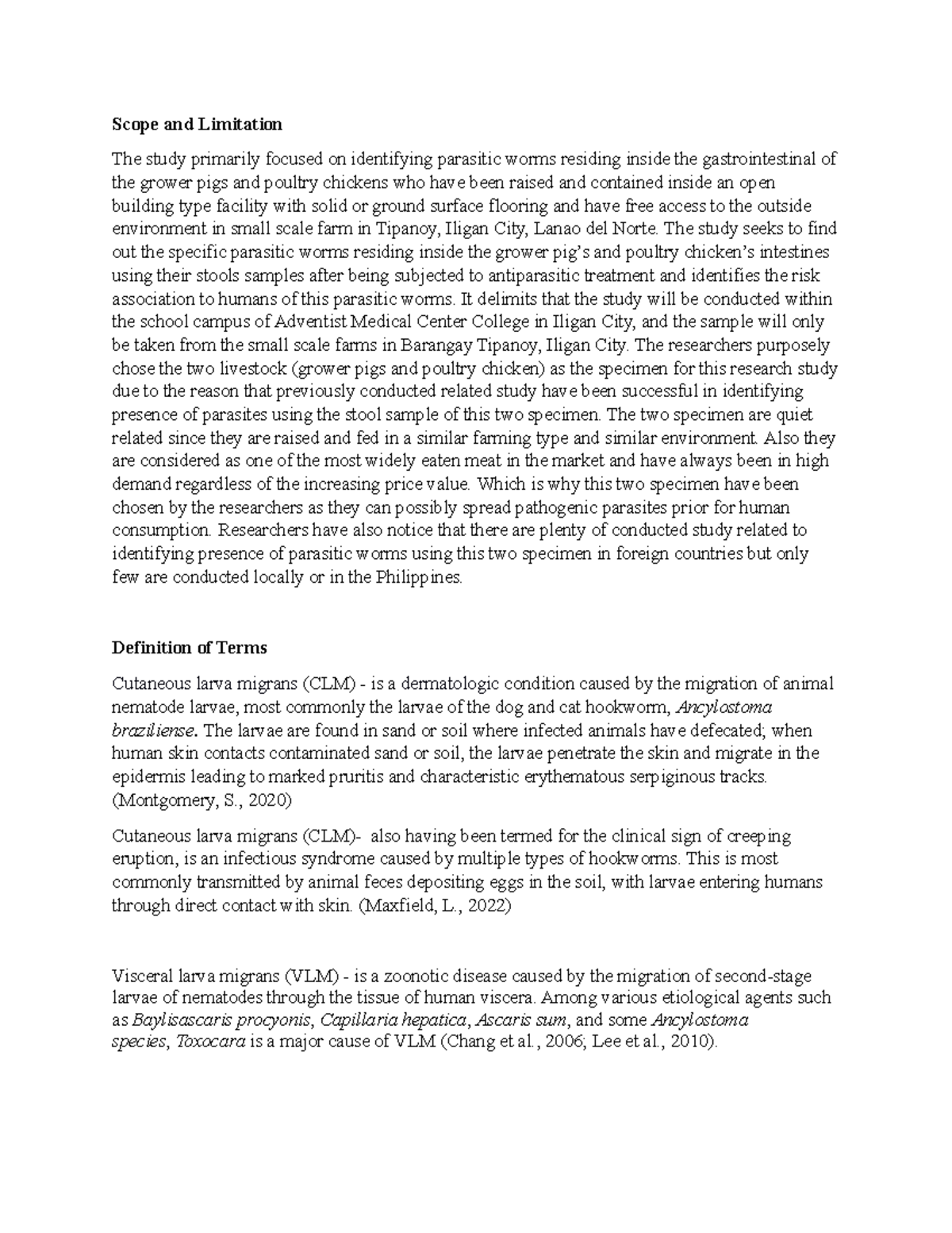 Scope and Limitation definition of terms references Scope and Limitation The study primarily