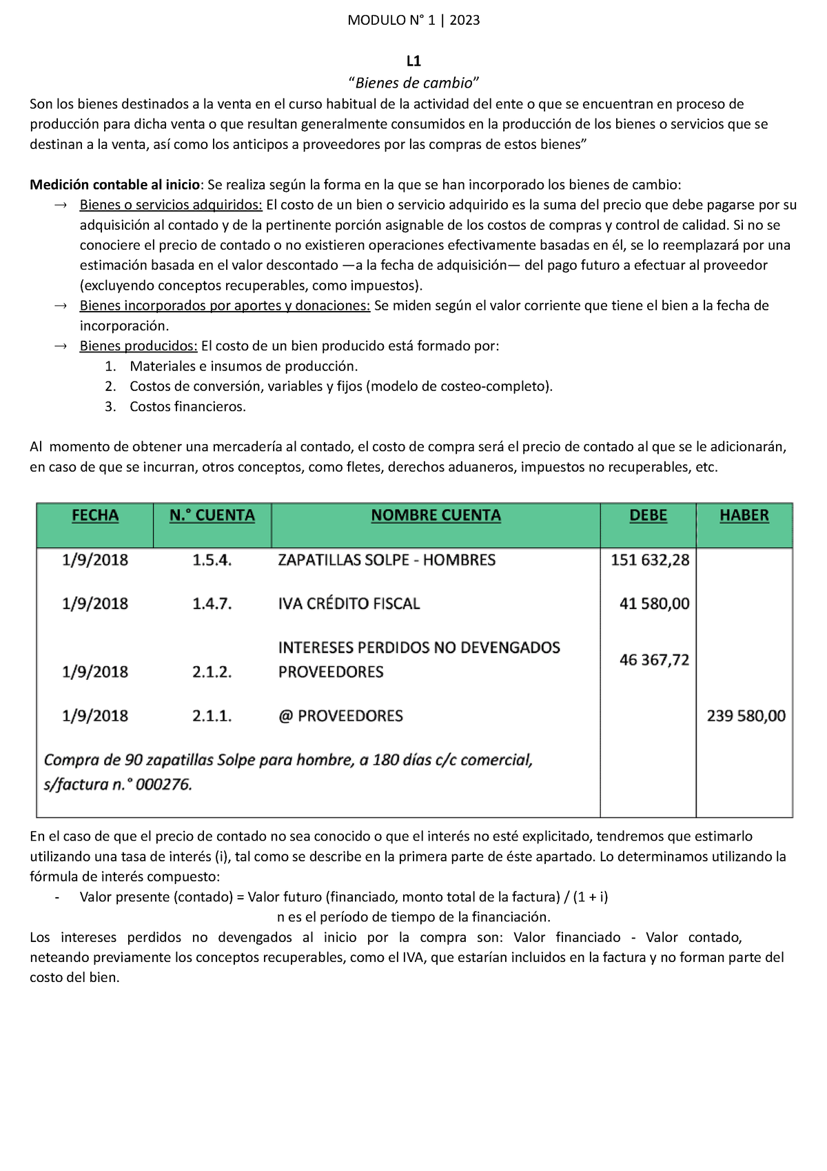 Resumen Modulo N°2 Contabilidad Intermedia Modulo N° 1 2023 L “bienes De Cambio” Son Los 2170