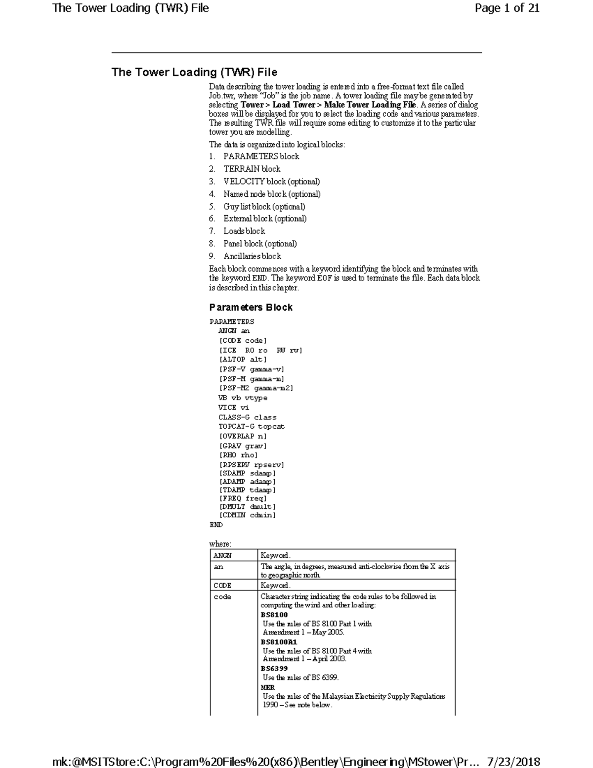 MStower help - Manual - The Tower Loading (TWR) File Data describing ...