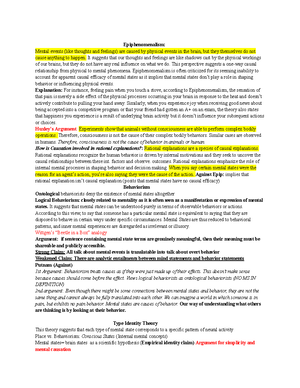 PHIL 202 Cheat Sheet Final Exam - Google Docs - Multiple Realization ...