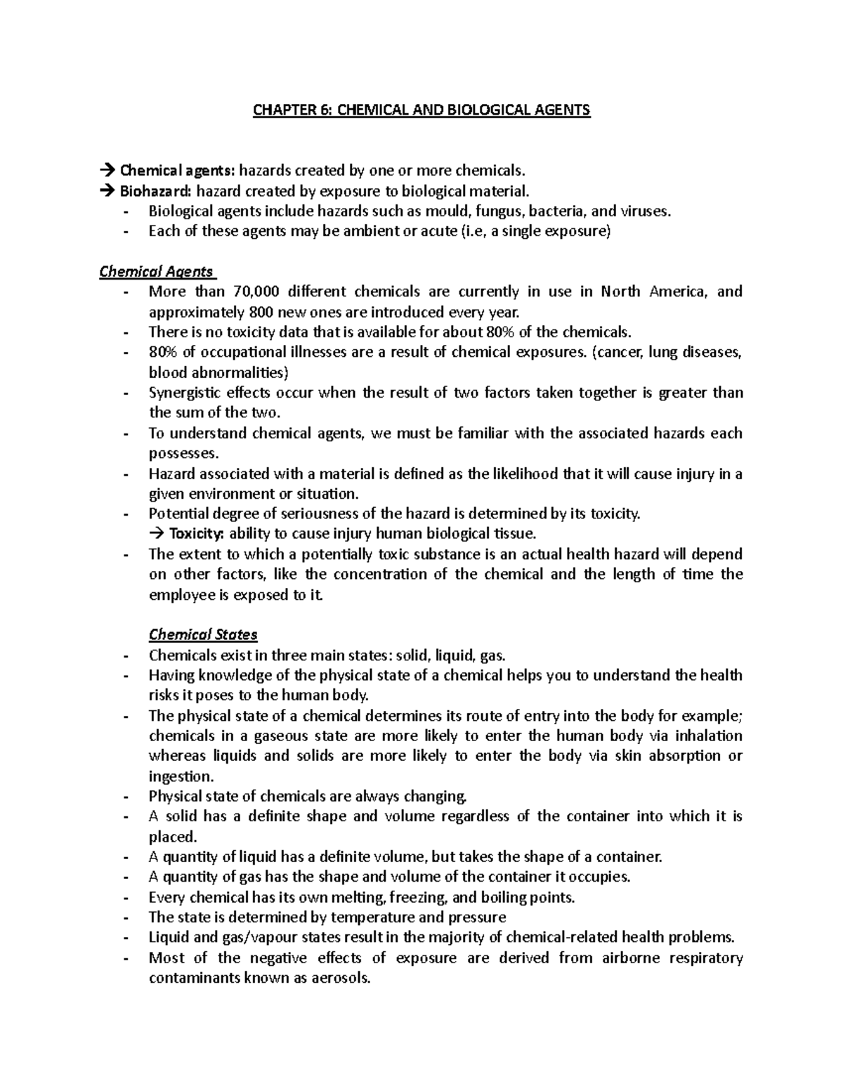 Session 2 - HRM 3400 - Lecture notes 2 - CHAPTER 6: CHEMICAL AND ...
