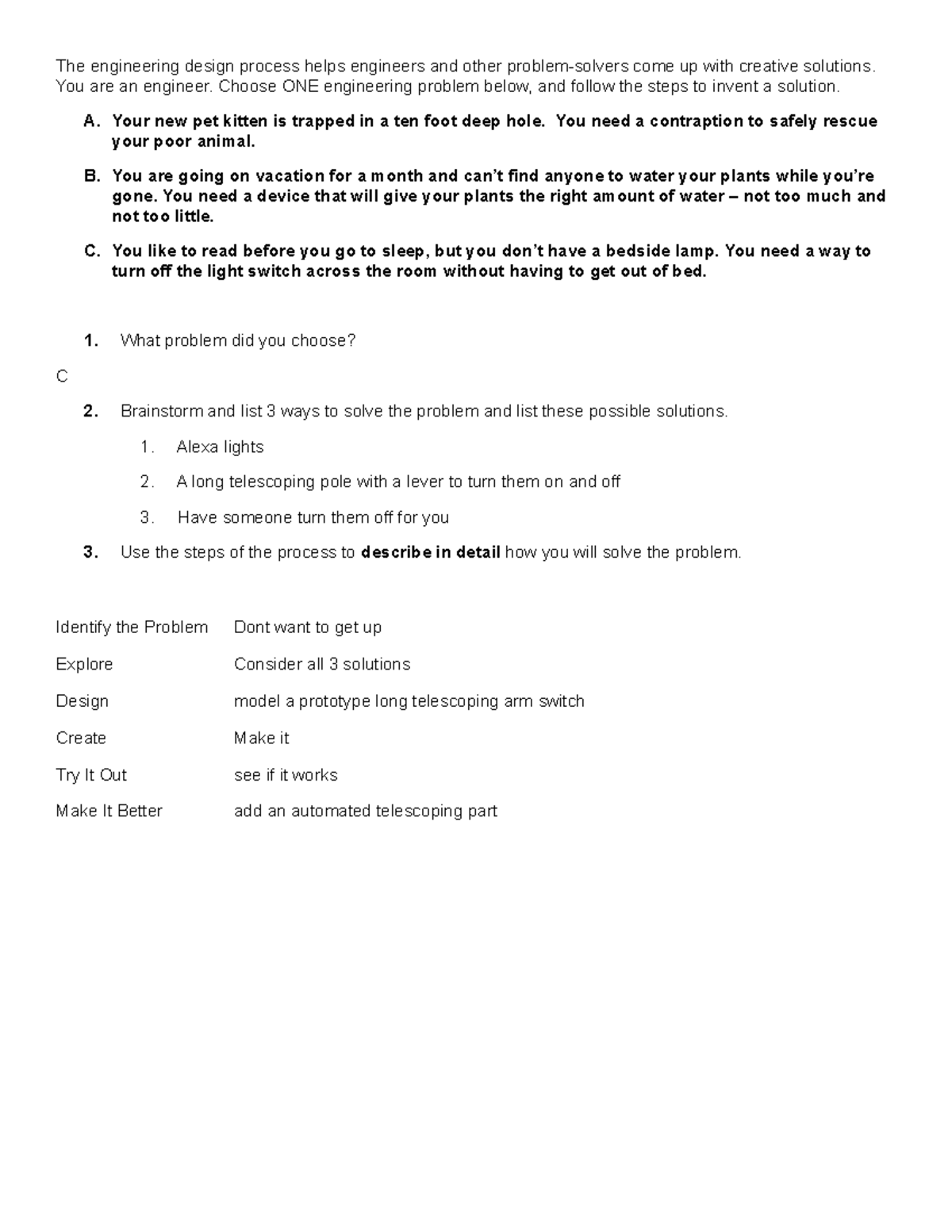 Copy of Design worksheet for pretend problem Google Classroom - The ...