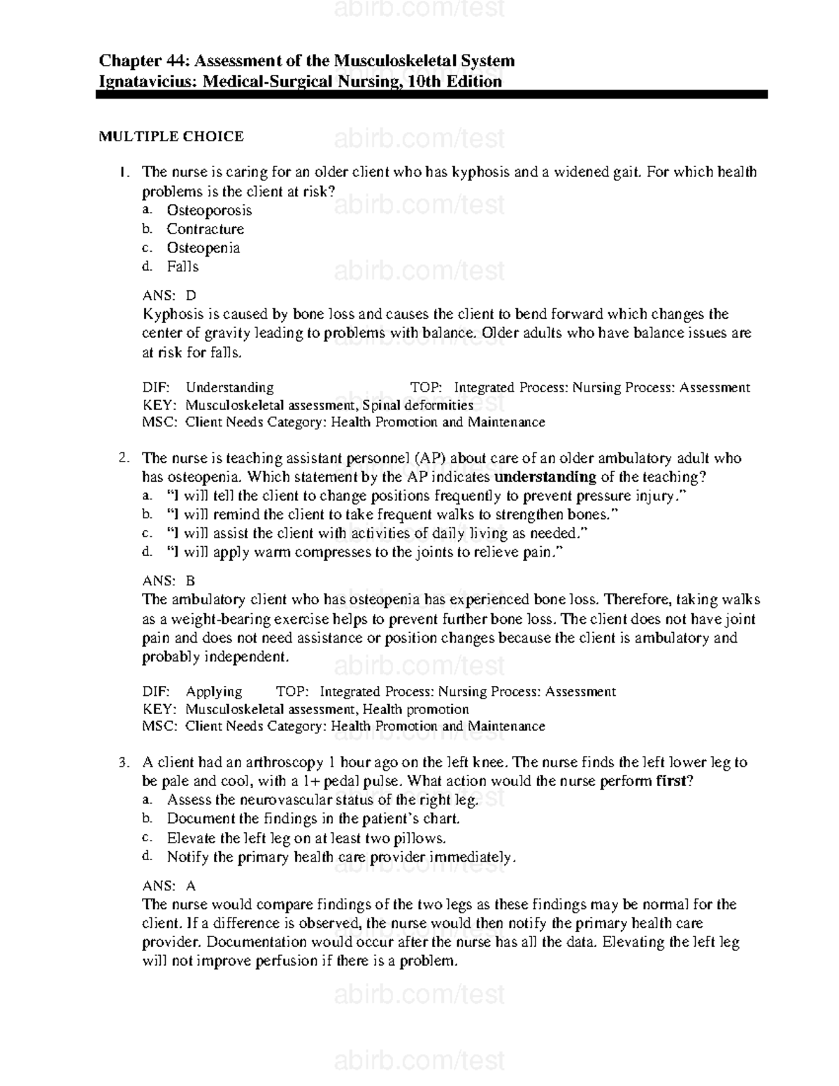 44 Med surg practice questions chapter 4951 Nurse II (NUR 1213