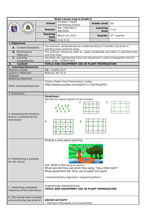 Dll Mapeh-6 Q3 W6 - Lesson Plan - Grades 1 To 12 Daily Lesson Log 