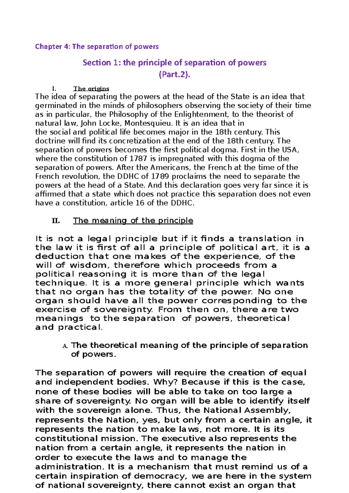 Chapter 4 Section 1 Part.2 - Chapter 4: The separation of powers ...
