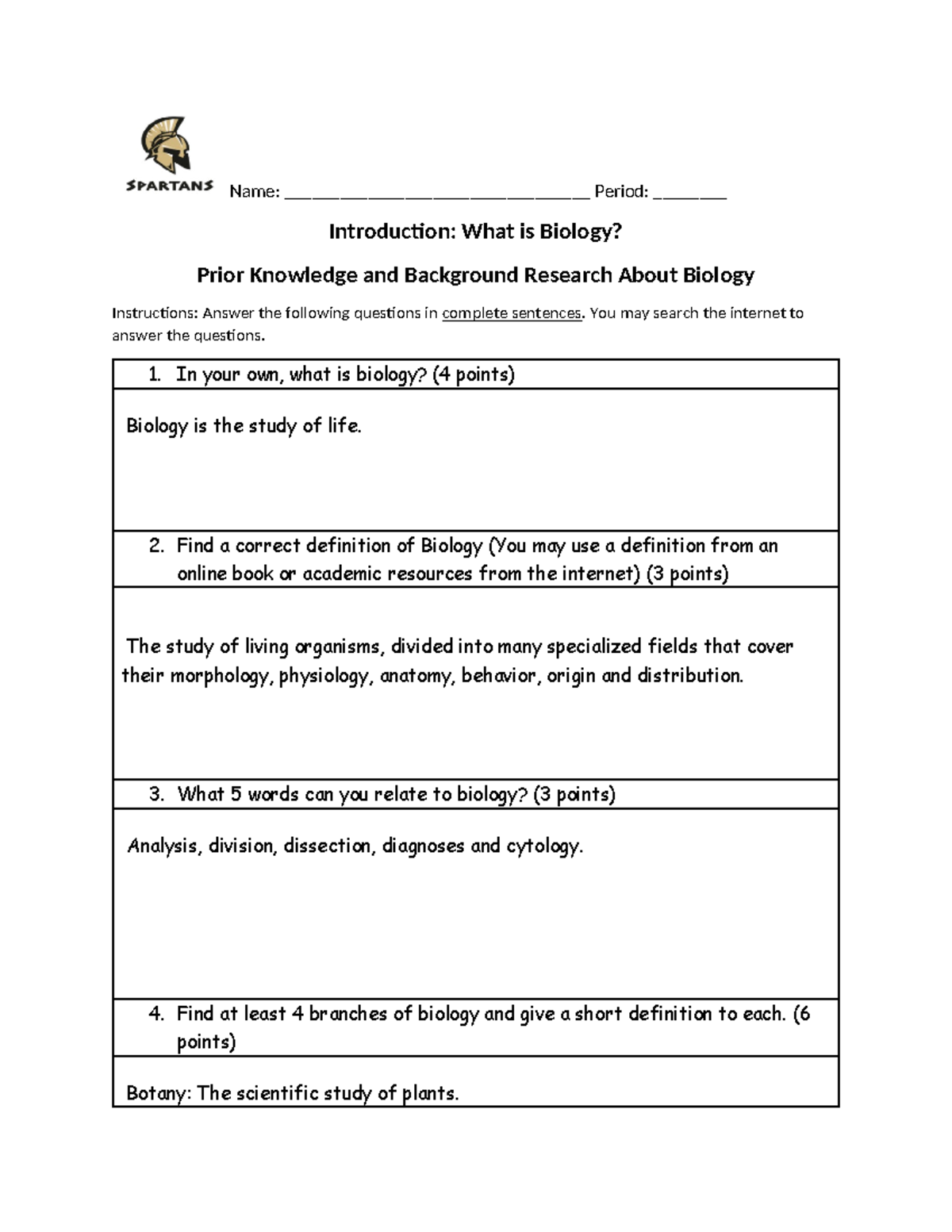 Biology - i am submitting this document so i have an easier time doing ...