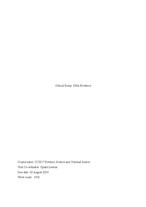 Forensic Science Criminal Justice Subject Outline - Studocu