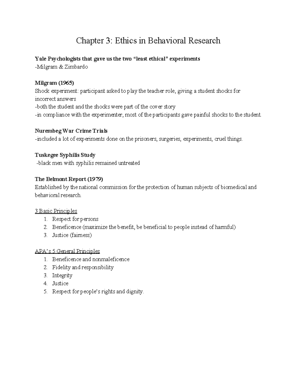 Lecture #4 - Chapter 3: Ethics in Behavioral Research Yale ...