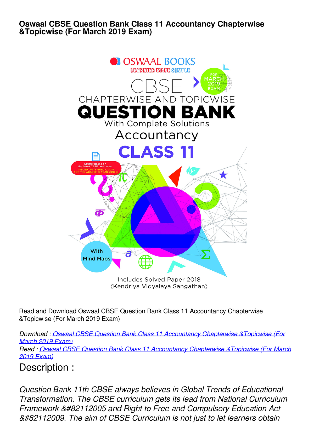 Get Pdf Download Oswaal Cbse Question Bank Class Accountancy