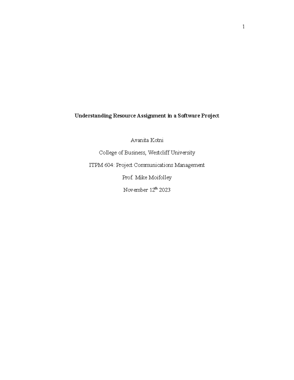 Assignment 3 - Mike Moifolley November 12th 2023 Understanding Resource ...