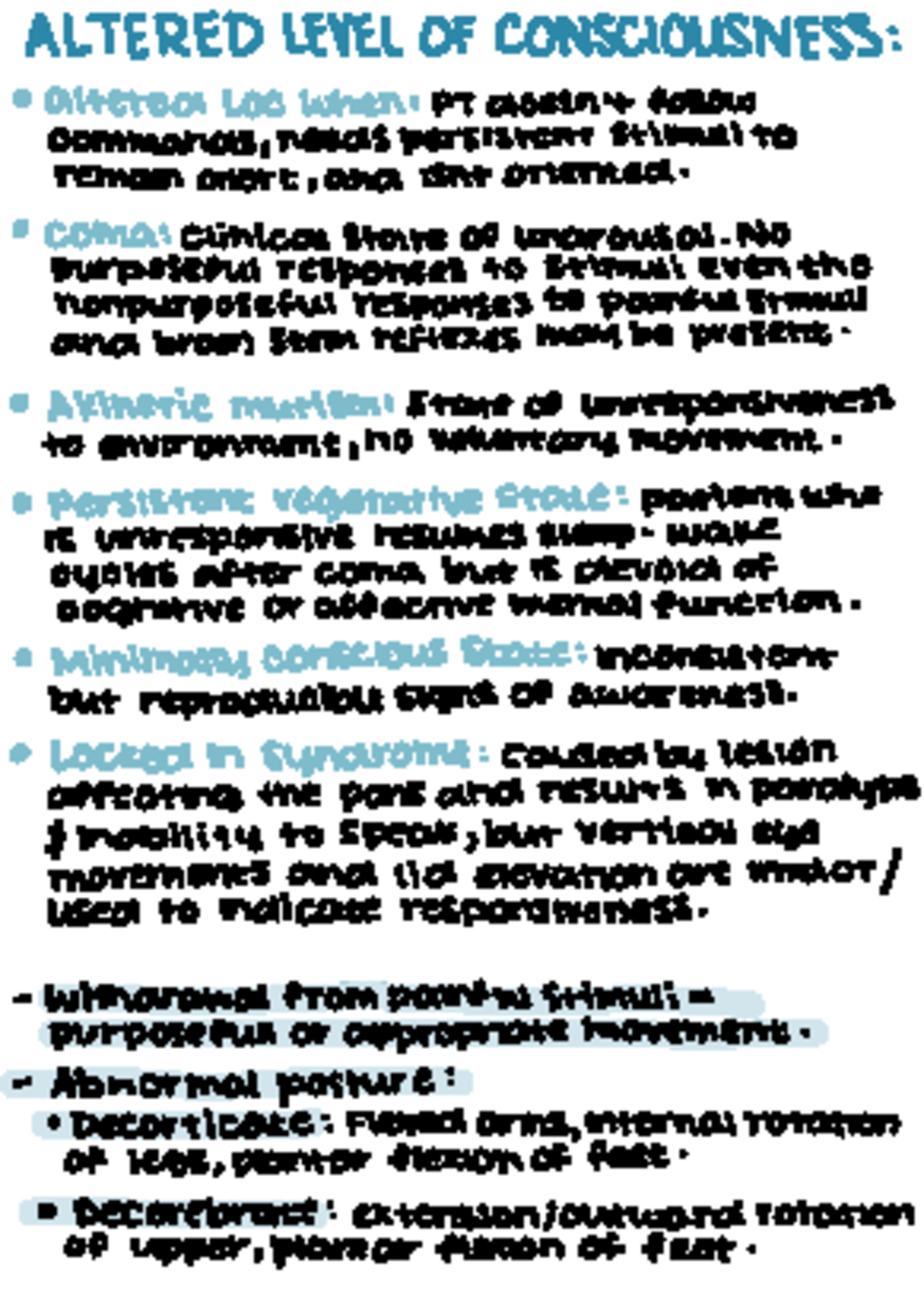 Altered Level of Consciousness and Seizure Disorders Studocu