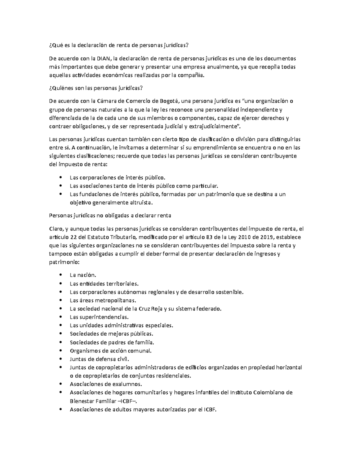Qué es la declaración de renta de personas jurídicas - ¿Qué es la ...