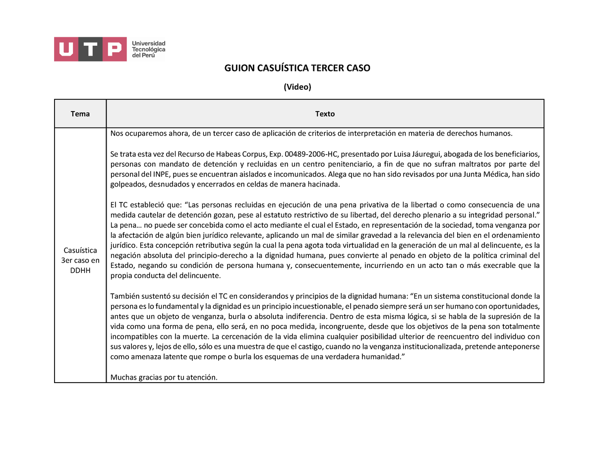 Semana 10 - Guion - Casuística Tercer Caso - GUION CASUÍSTICA TERCER ...