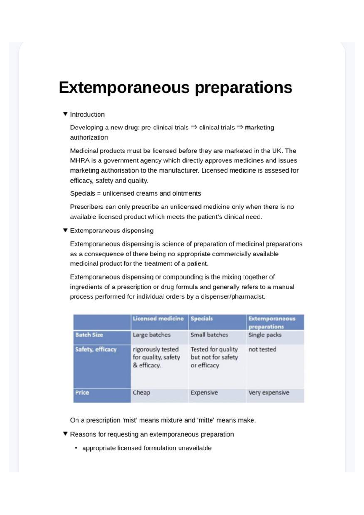 Extemporaneous preparations - Py6000 - Studocu