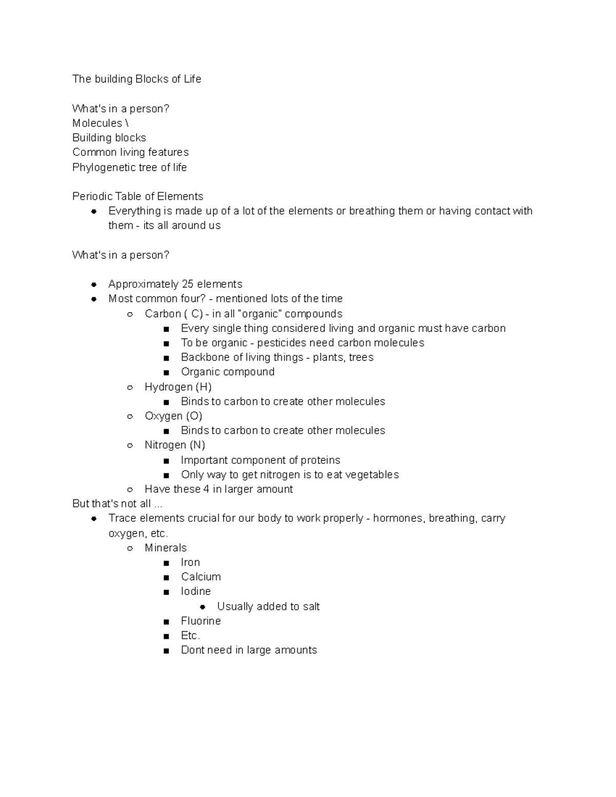 Biology 8.31 The building blocks of life - The building Blocks of Life ...