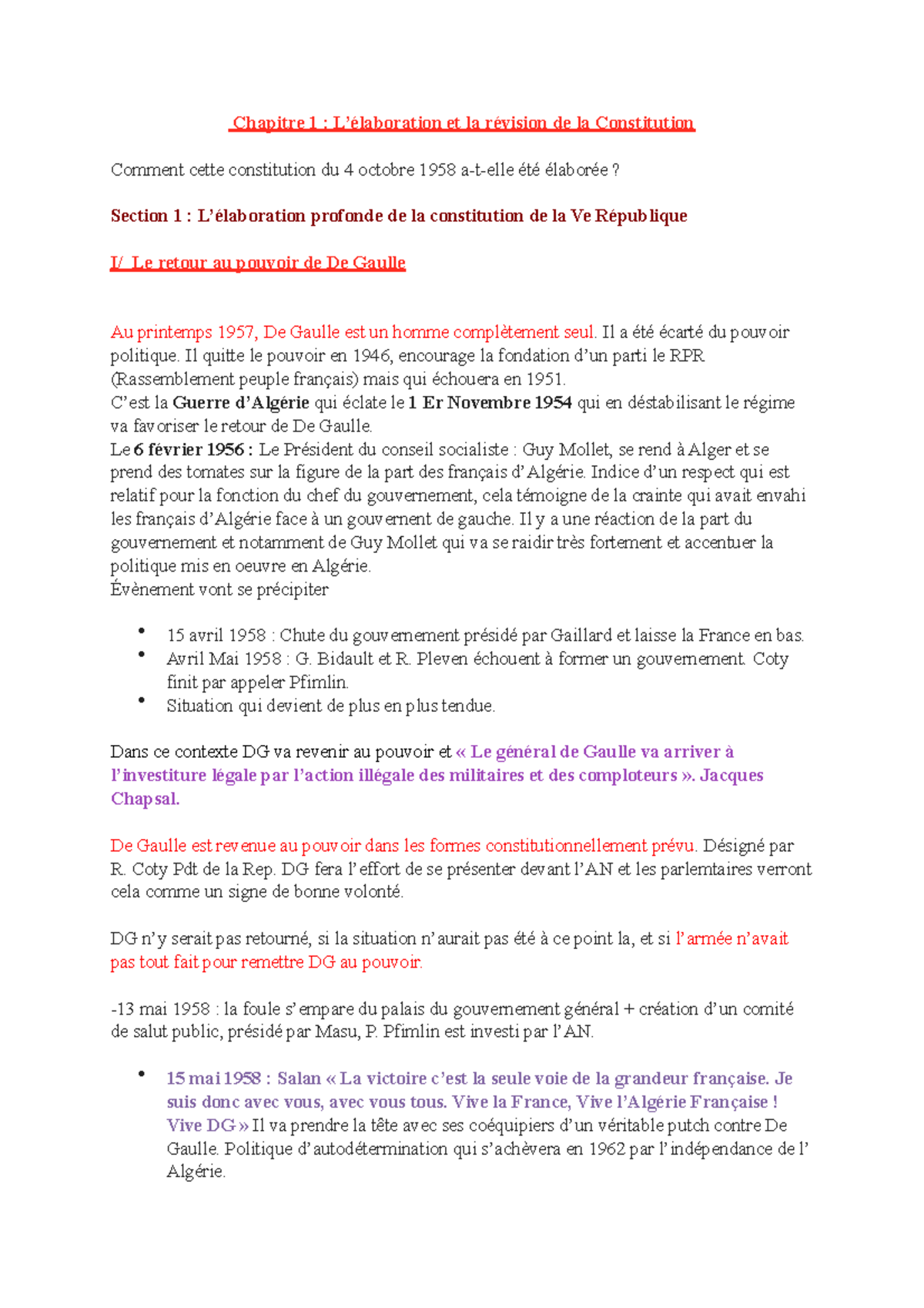 La Révision Constitutionnelle Du 6 Novembre 1962 Dissertation Chapitre 1 : L'élaboration et la révision de la Constitution - Il a été  écarté du pouvoir politique. - Studocu