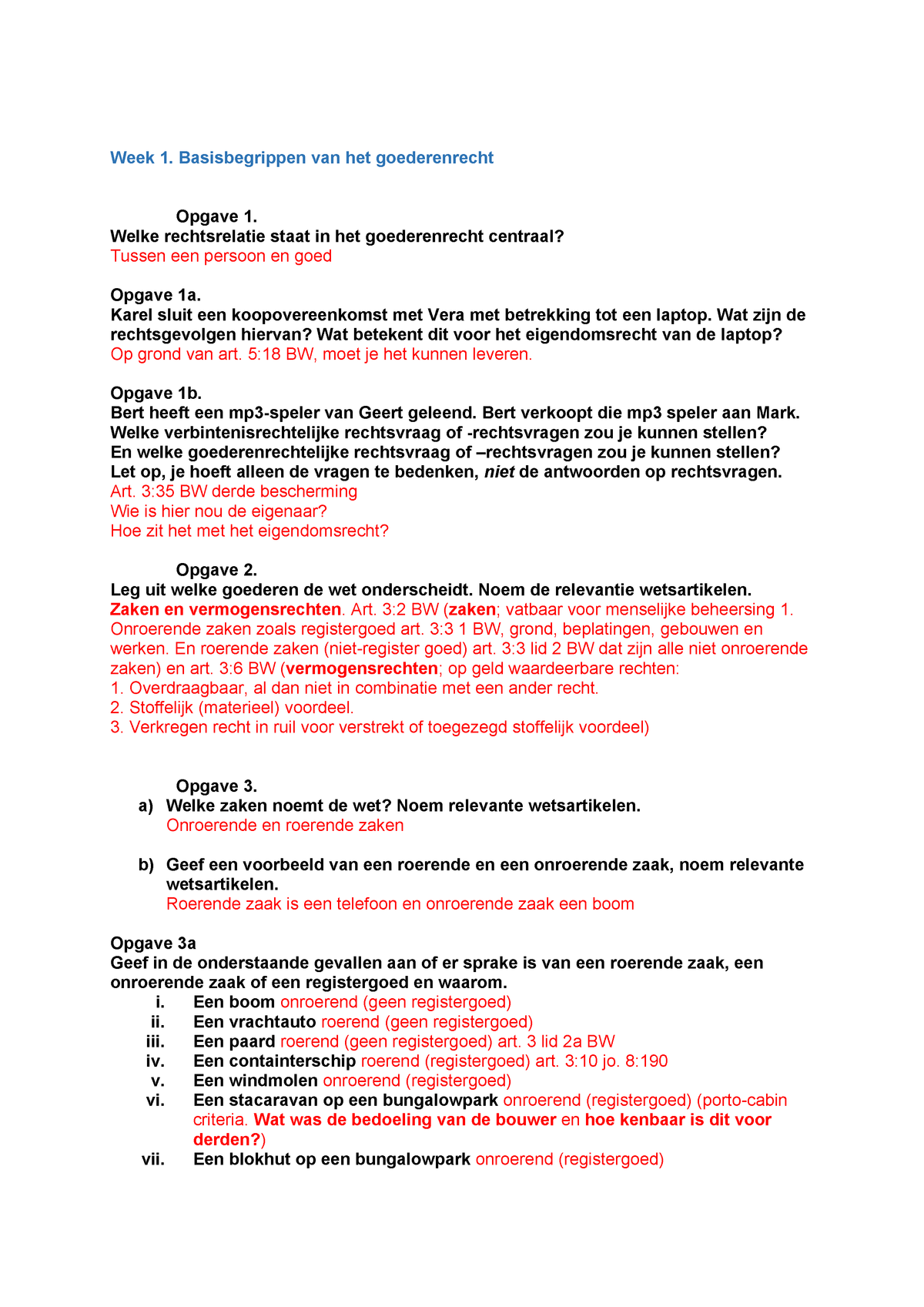 WC Goederenrecht 1 - JO-DU117-14 - HHS Week Basisbegrippen ...