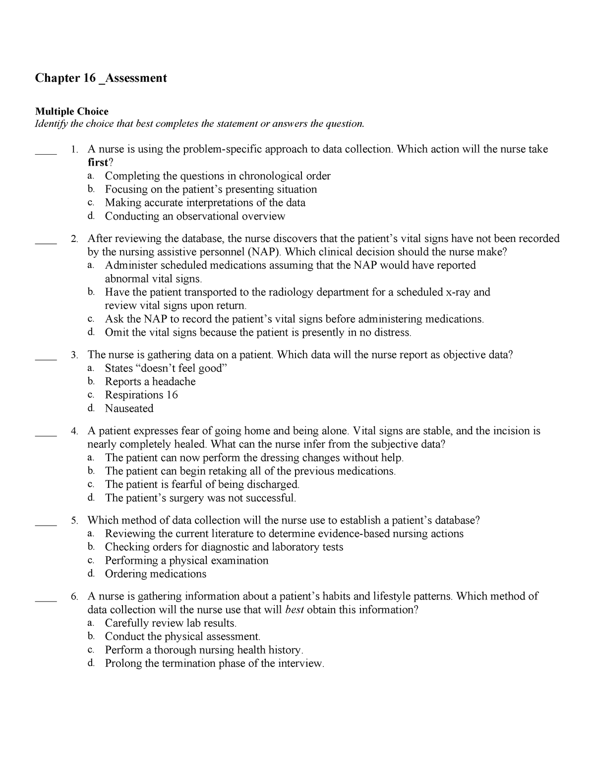 Chapter 16 Assessment - test questions - Chapter 16 _Assessment ...