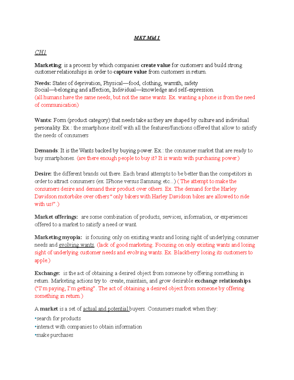 MKT Mid 1 (1) - MKT Mid 1 CH Marketing: is a process by which companies ...