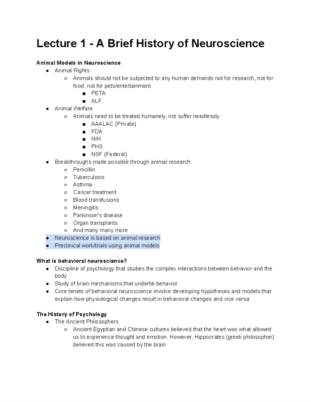 quiz-1-behavioral-neuroscience-quiz-notes-lecture-1-a-brief