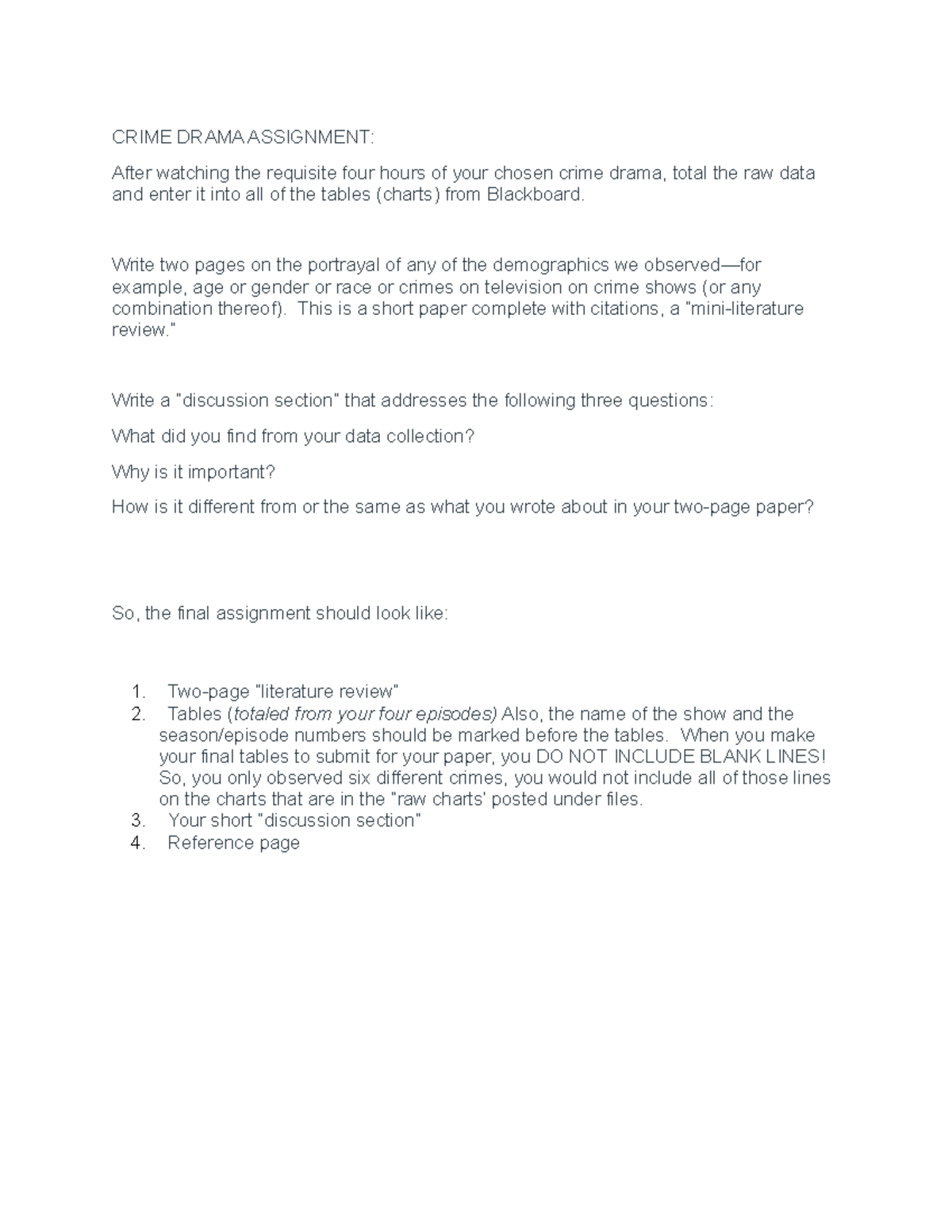 Crime Drama Assignment - CRIME DRAMA ASSIGNMENT: After watching the ...