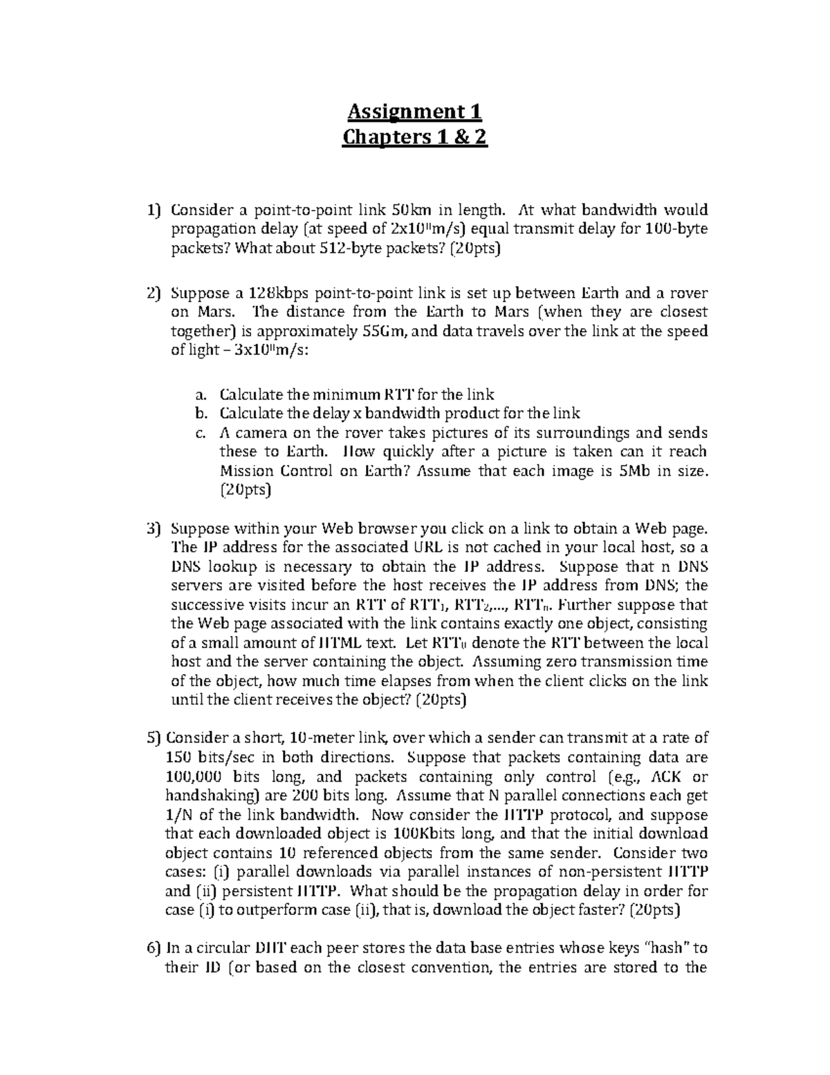 Assignment 1 Application of Networks - Assignment 1 Chapters 1 & 2 ...