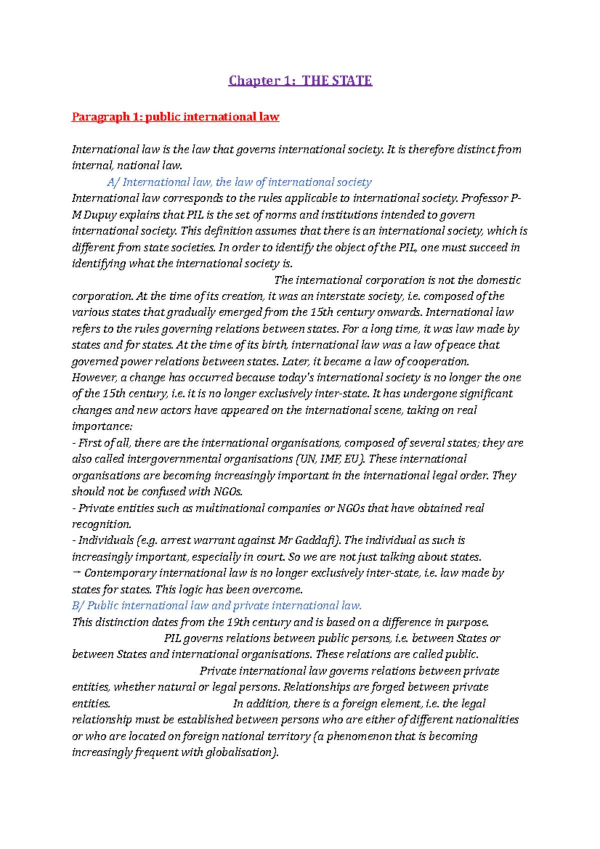 Chapter 1 Law International 1 - Chapter 1: THE STATE Paragraph 1 ...