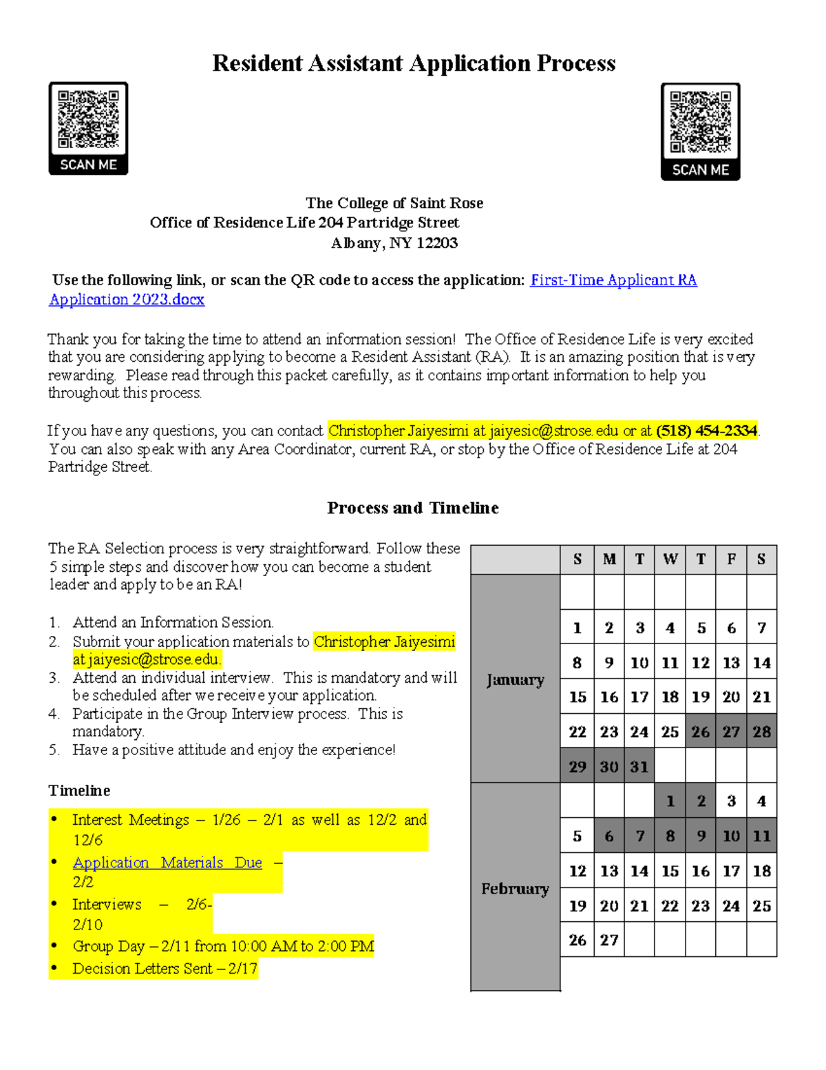 New Paltz Academic Calender - infivor