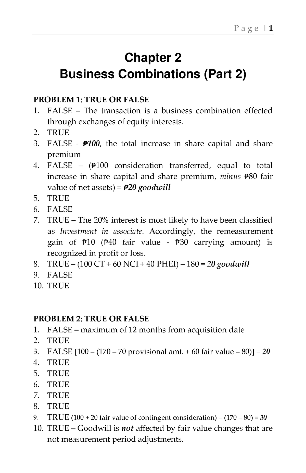 Chapter 2- Business Combinations (Part 2) - Chapter 2 Business ...