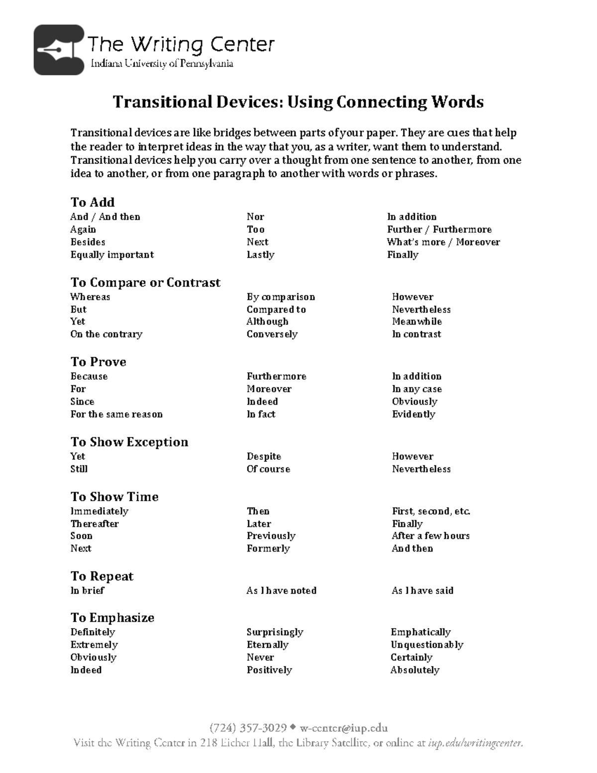 New - Transitional Devices - Using Connecting Words - Transitional ...