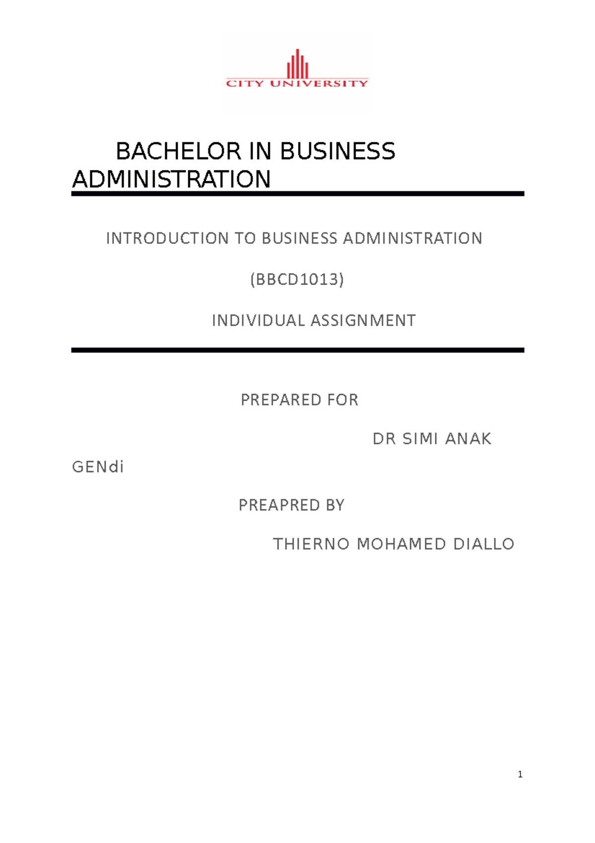 Bachelor IN Business Administration - BACHELOR IN BUSINESS ...