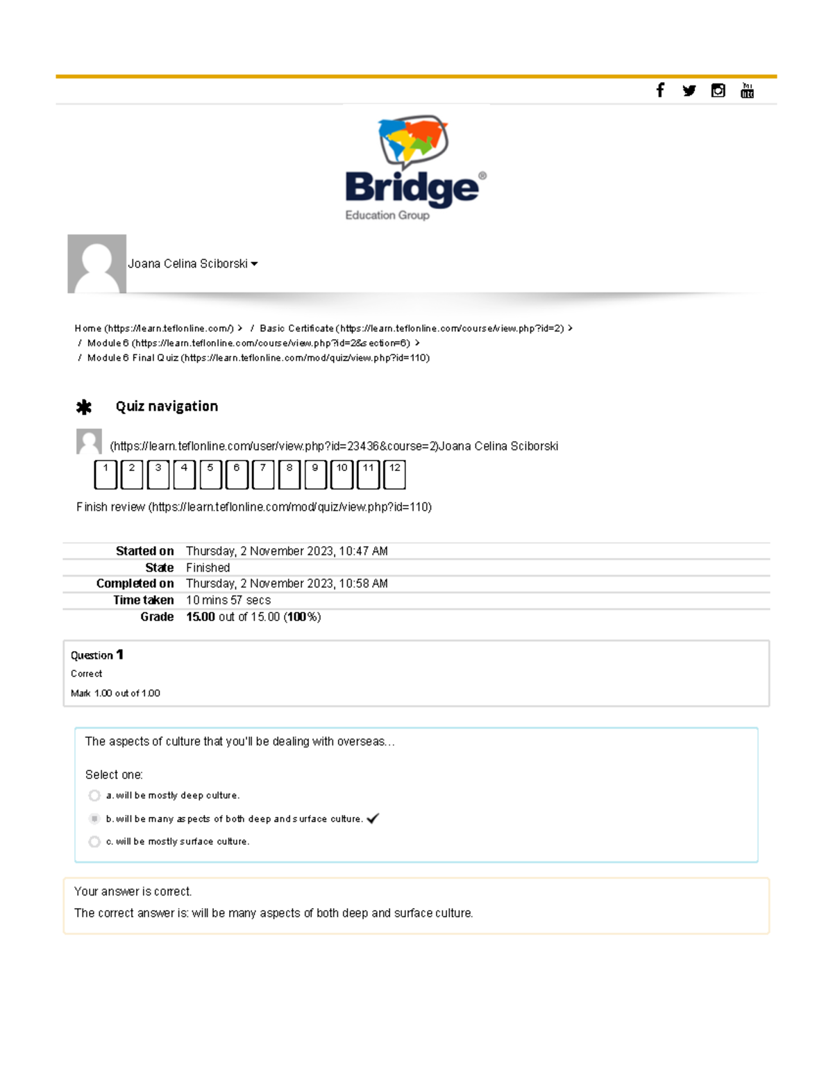 Module 6 Final Quiz - TOEFL Bridge - * Quiz Navigation - Studocu